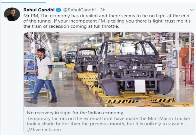congress former president rahul gandhi tweet based on india economic 